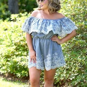 NWOT PLUS SIZE 24/26 Denim Floral Romper
